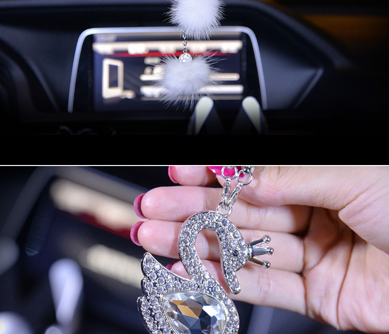 Crystal Swan HighGrade Mink Cute Women's Car Rearview Mirror Car Interior Hanging Accessories Car Pendant Ornaments Crystal Swan HighGrade Mink Cute Women's Car Rearview Mirror Car Interior Hanging Accessories Car Pendant Ornaments