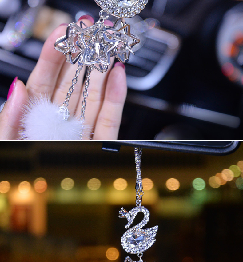 Crystal Swan HighGrade Mink Cute Women's Car Rearview Mirror Car Interior Hanging Accessories Car Pendant Ornaments Crystal Swan HighGrade Mink Cute Women's Car Rearview Mirror Car Interior Hanging Accessories Car Pendant Ornaments