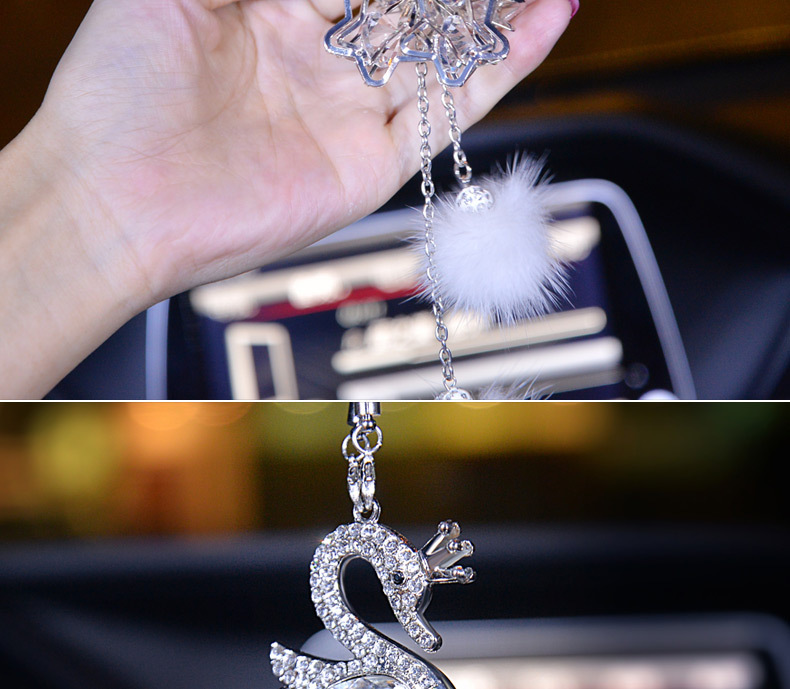 Crystal Swan HighGrade Mink Cute Women's Car Rearview Mirror Car Interior Hanging Accessories Car Pendant Ornaments Crystal Swan HighGrade Mink Cute Women's Car Rearview Mirror Car Interior Hanging Accessories Car Pendant Ornaments