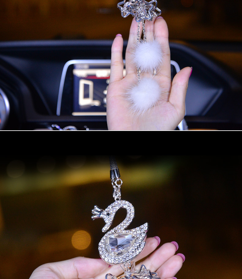 Crystal Swan HighGrade Mink Cute Women's Car Rearview Mirror Car Interior Hanging Accessories Car Pendant Ornaments Crystal Swan HighGrade Mink Cute Women's Car Rearview Mirror Car Interior Hanging Accessories Car Pendant Ornaments