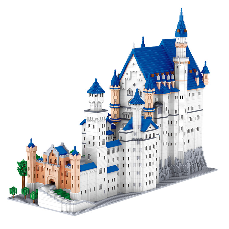 Fun Lz8020 New Swan Castle High Difficulty Miniature Diamond Particles Adult Assembling and Combined Building Blocks