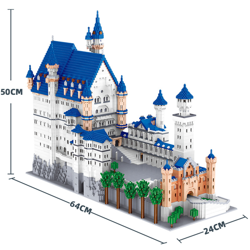 Fun Lz8020 New Swan Castle High Difficulty Miniature Diamond Particles Adult Assembling and Combined Building Blocks