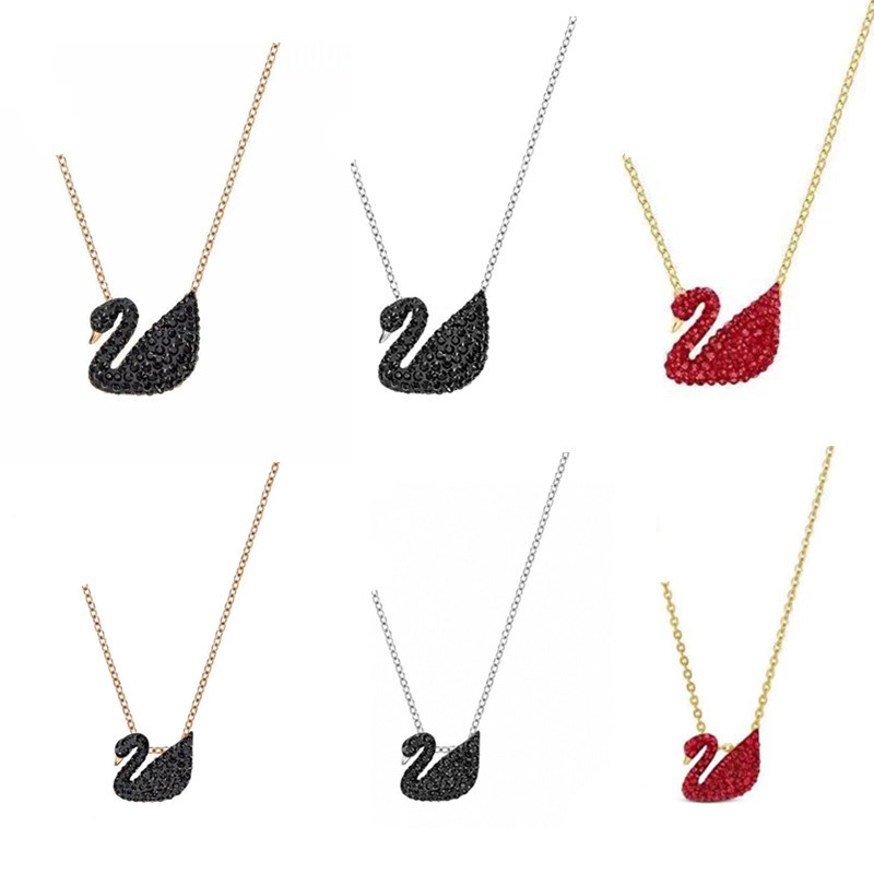 Shijia Black Swan Necklace Female Red Swan Champagne Gradient Blue Swan Clavicle Chain TikTok Jingdong Live Broadcast Does Not Fade