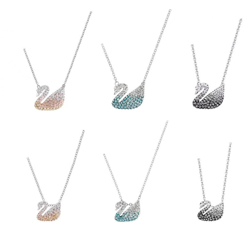 Shijia Black Swan Necklace Female Red Swan Champagne Gradient Blue Swan Clavicle Chain TikTok Jingdong Live Broadcast Does Not Fade