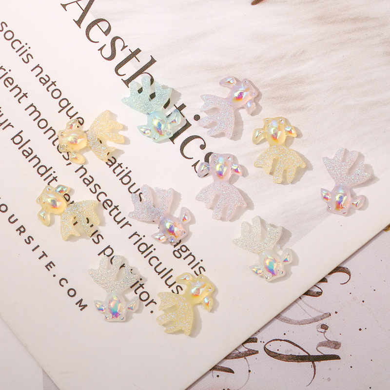 Nail Art Luminous Butterfly Fox Goldfish Swan Five-Pointed Star Crown Skull Plating Color AB Magic Color Mixing Nail Crystal