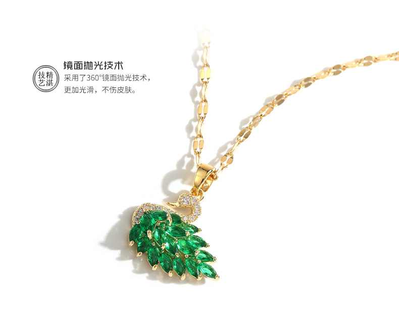  Swan Necklace Internet Celebrity Ins Socialite Style Rose Gold Titanium Steel Pendant Best-Seller on Douyin