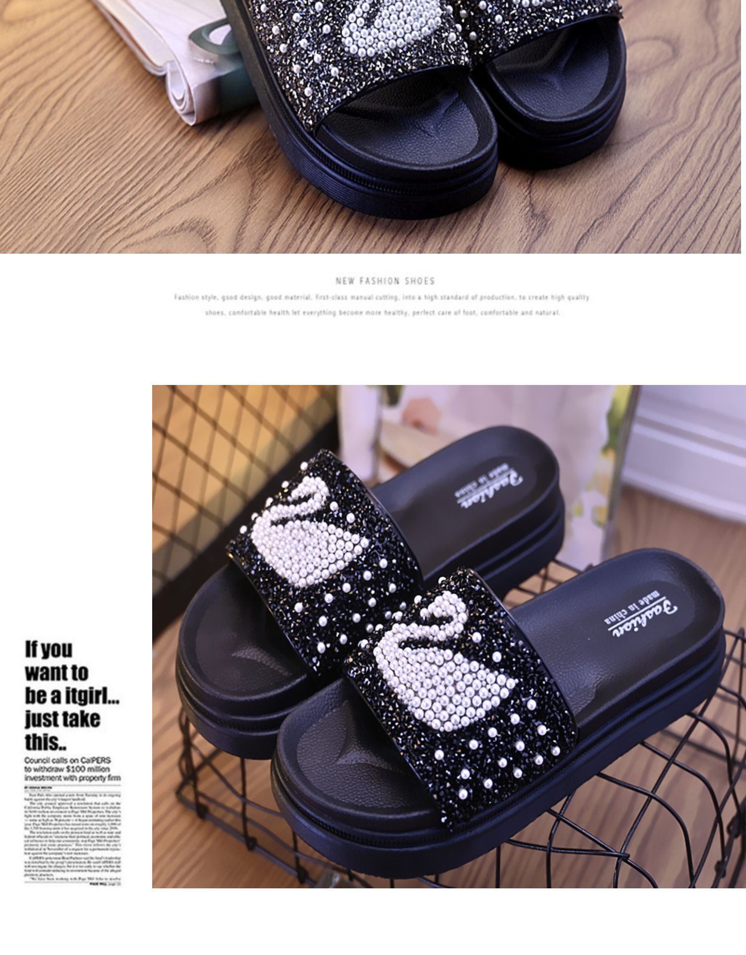 2021 New Women's Summer Fashion Outerwear Home Thick-Soled Flip-Flops Pearl Swan Sandals Beach 2021 New Women's Summer Fashion Outerwear Home Thick-Soled Flip-Flops Pearl Swan Sandals Beach