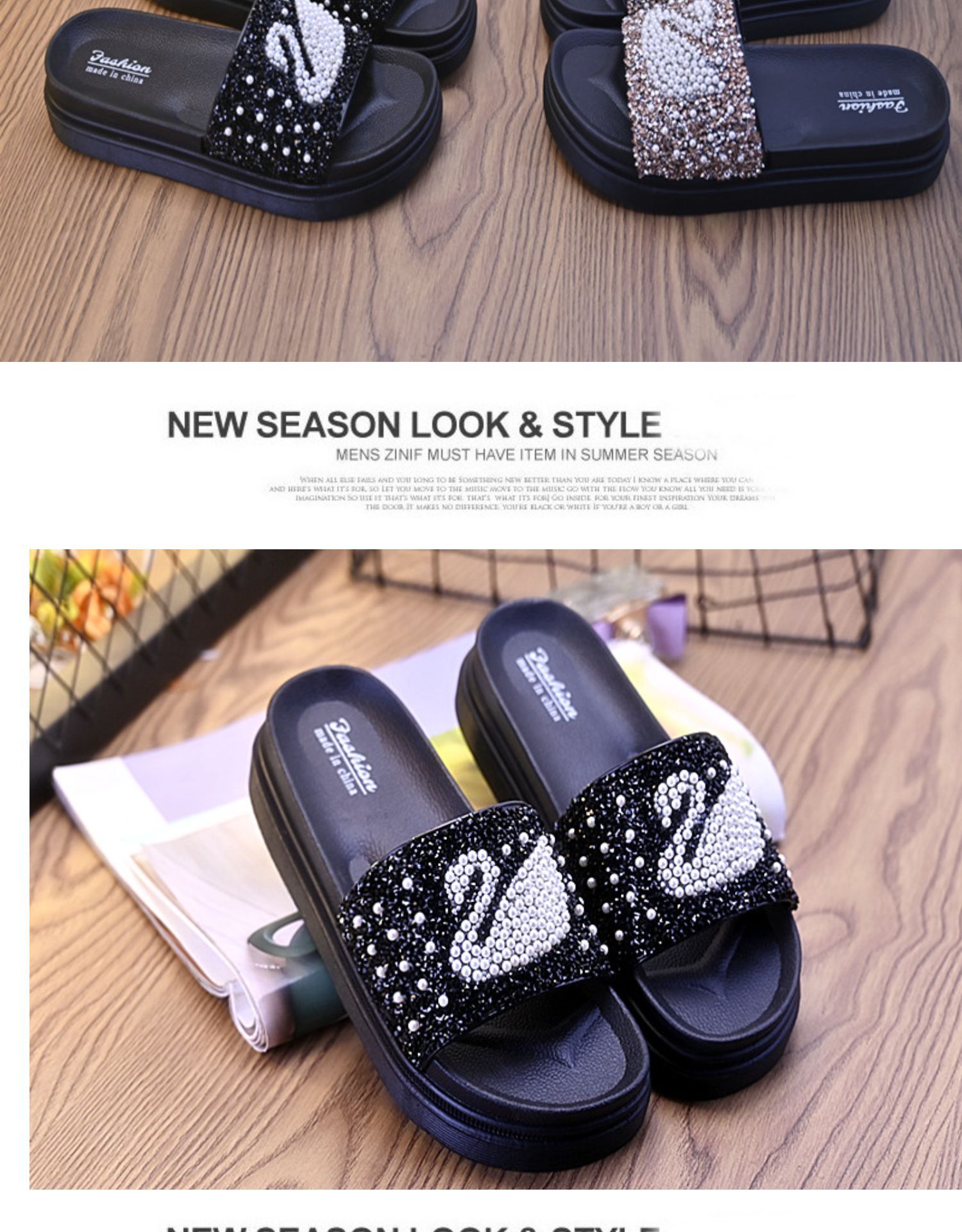 2021 New Women's Summer Fashion Outerwear Home Thick-Soled Flip-Flops Pearl Swan Sandals Beach 2021 New Women's Summer Fashion Outerwear Home Thick-Soled Flip-Flops Pearl Swan Sandals Beach