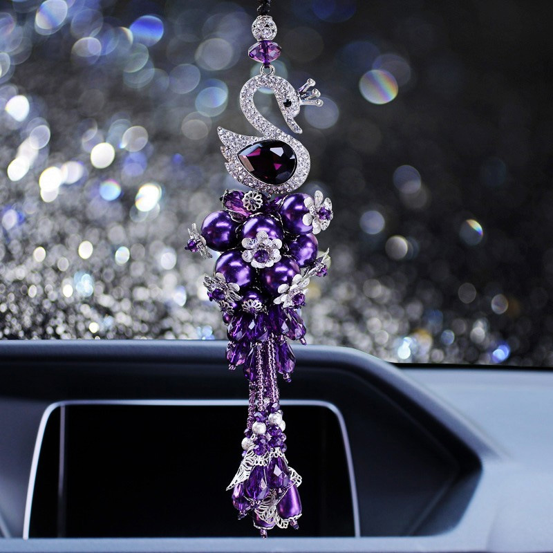 Hanging Ornament Crystal DoubleSided Swan Pendant HighGrade Rhinestone Swan Pearl Pendant Handmade Jewelry Manufacturer