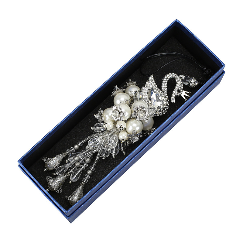 Hanging Ornament Crystal DoubleSided Swan Pendant HighGrade Rhinestone Swan Pearl Pendant Handmade Jewelry Manufacturer