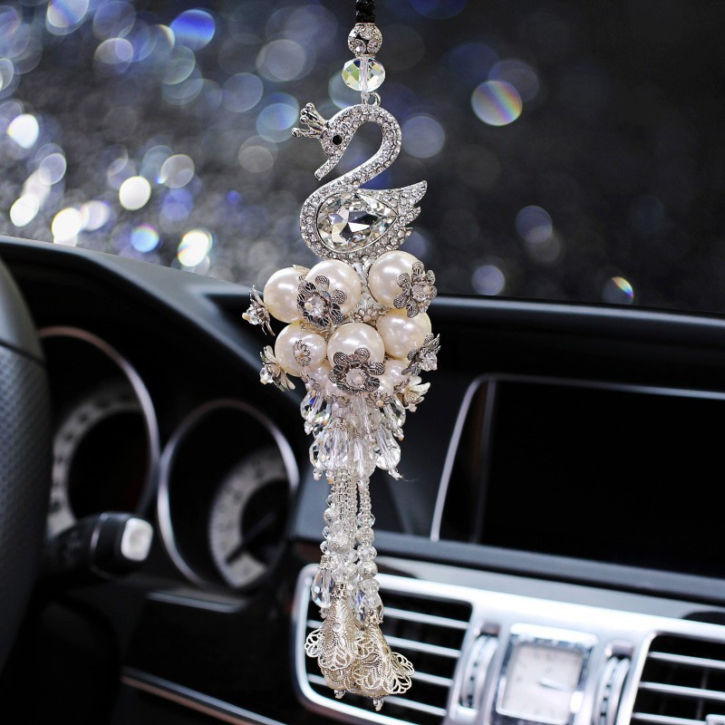 Hanging Ornament Crystal DoubleSided Swan Pendant HighGrade Rhinestone Swan Pearl Pendant Handmade Jewelry Manufacturer