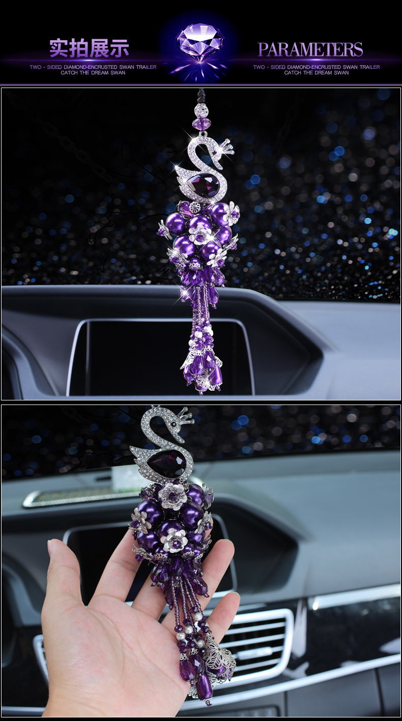 Hanging Ornament Crystal DoubleSided Swan Pendant HighGrade Rhinestone Swan Pearl Pendant Handmade Jewelry Manufacturer