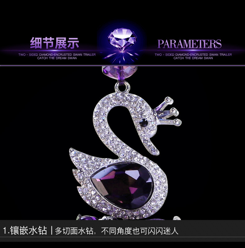 Hanging Ornament Crystal DoubleSided Swan Pendant HighGrade Rhinestone Swan Pearl Pendant Handmade Jewelry Manufacturer