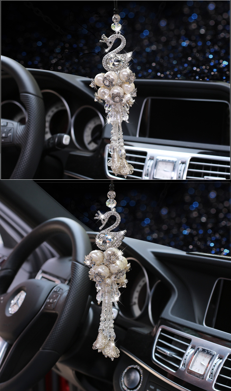 Hanging Ornament Crystal DoubleSided Swan Pendant HighGrade Rhinestone Swan Pearl Pendant Handmade Jewelry Manufacturer