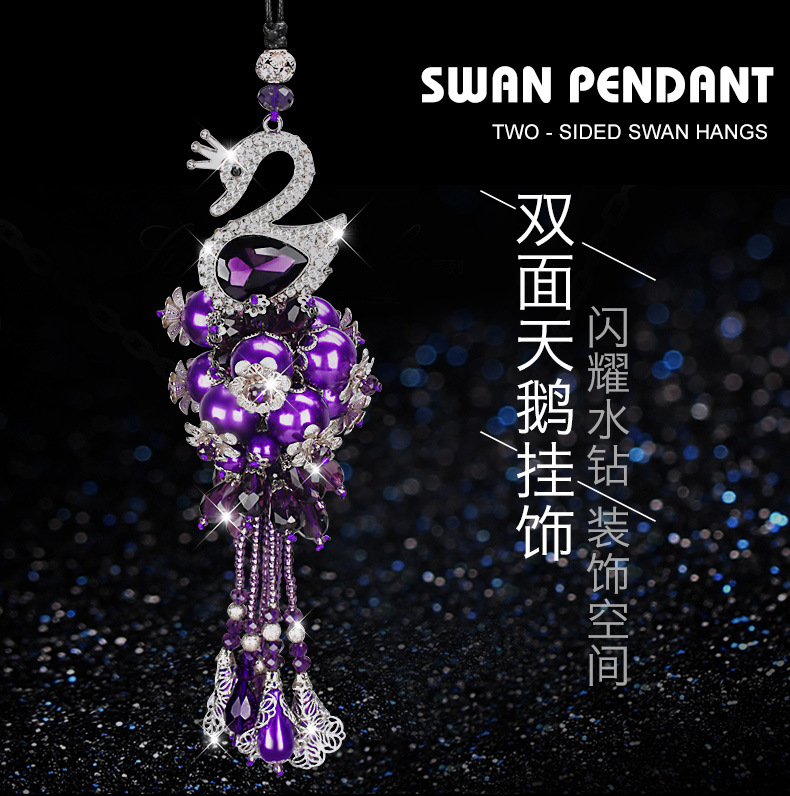 Hanging Ornament Crystal DoubleSided Swan Pendant HighGrade Rhinestone Swan Pearl Pendant Handmade Jewelry Manufacturer