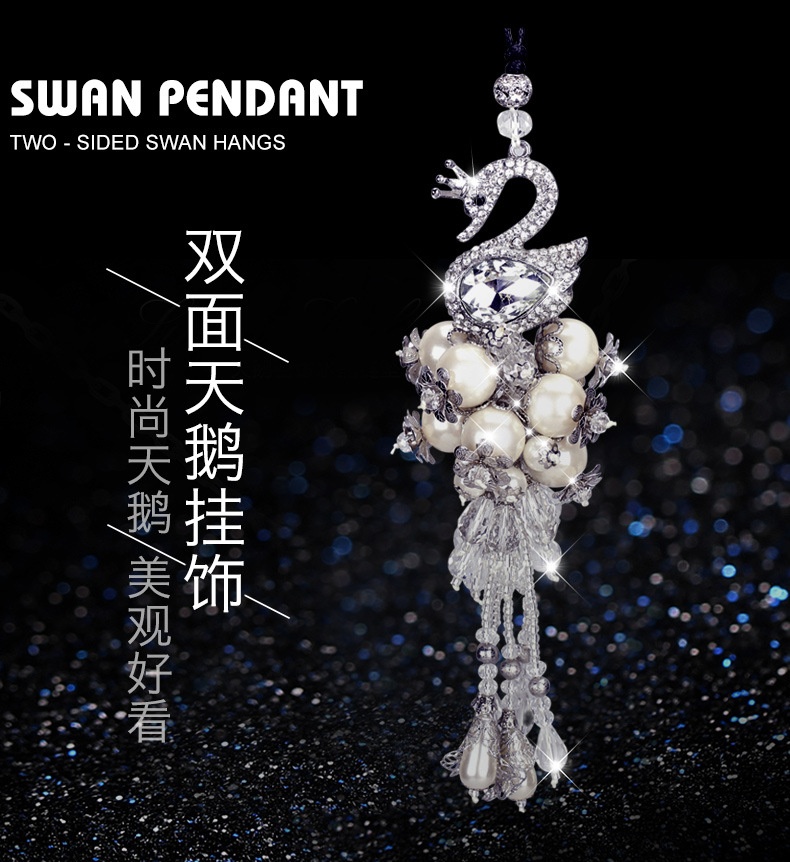 Hanging Ornament Crystal DoubleSided Swan Pendant HighGrade Rhinestone Swan Pearl Pendant Handmade Jewelry Manufacturer