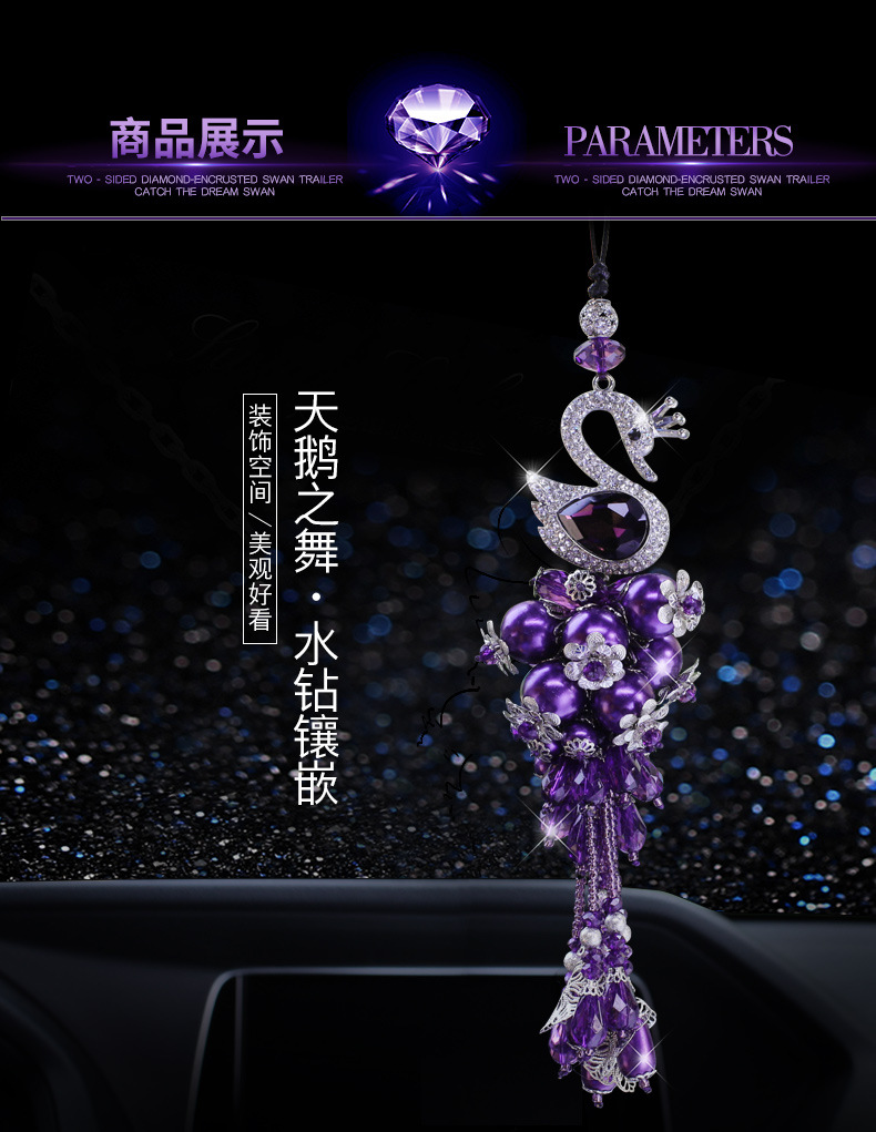 Hanging Ornament Crystal DoubleSided Swan Pendant HighGrade Rhinestone Swan Pearl Pendant Handmade Jewelry Manufacturer