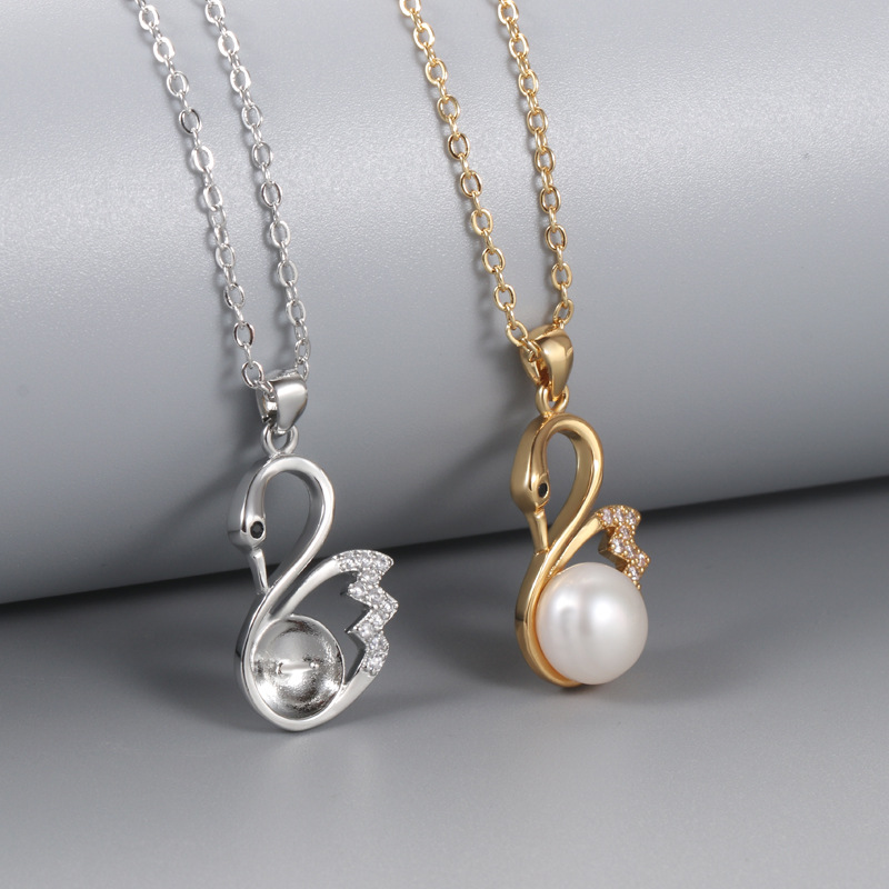 Zircon Swan Pendant KoreanStyle Chic and Unique Temperament Pendant Accessories Finished Product Eardrop Frame Whole
