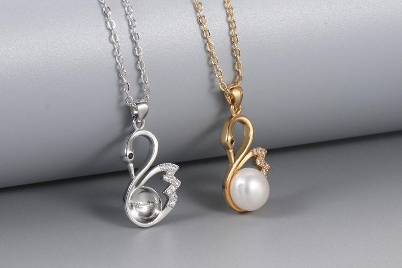 Zircon Swan Pendant KoreanStyle Chic and Unique Temperament Pendant Accessories Finished Product Eardrop Frame Whole