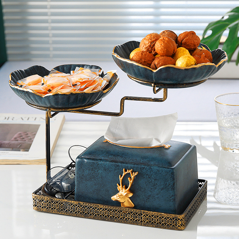 European-Style Creative Tissue Box Dining Table and Tea Table in Living Room Fruit Plate Decoration Practical Decoration Multifunctional Dried Fruit Tray Paper Extraction Box
