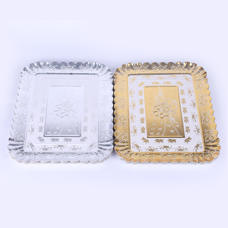 Disposable thickened gold paper plate paper plate wedding party barbecue with a tray steak lamb chops manufacturers direct Disposable thickened gold paper plate paper plate wedding party barbecue with a tray steak lamb chops manufacturers direct