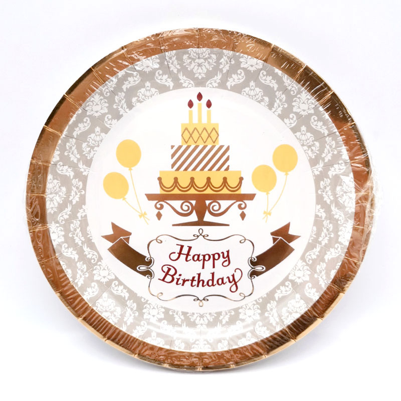 Gilding Birthday Paper Pallet Cake Plate Dinner Disposable Service Plate Party Supplies