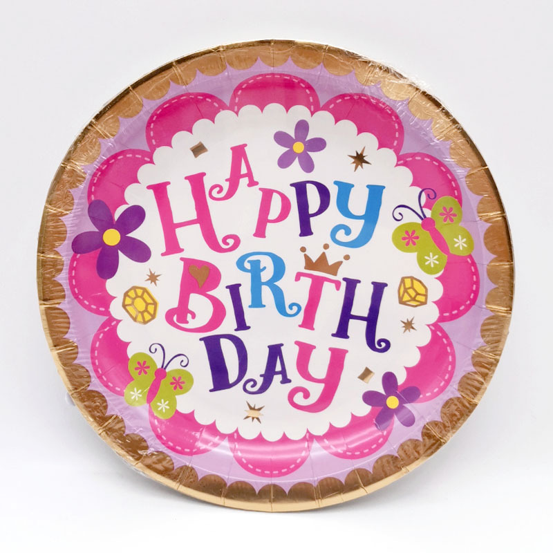 Gilding Birthday Paper Pallet Cake Plate Dinner Disposable Service Plate Party Supplies