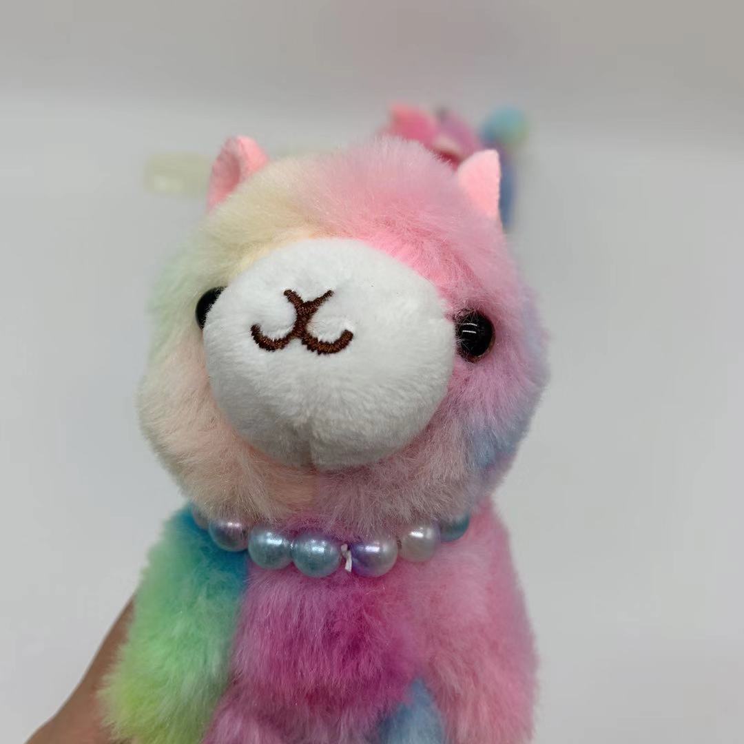 New colorful pearl alpaca multi - color plush toy keychain bag pendant mini machine wedding birthday present