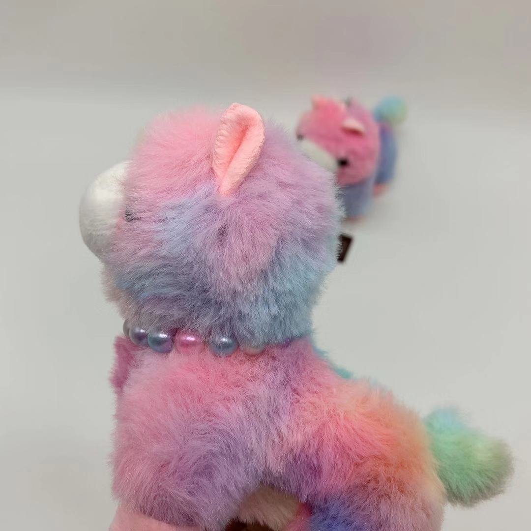 New colorful pearl alpaca multi - color plush toy keychain bag pendant mini machine wedding birthday present