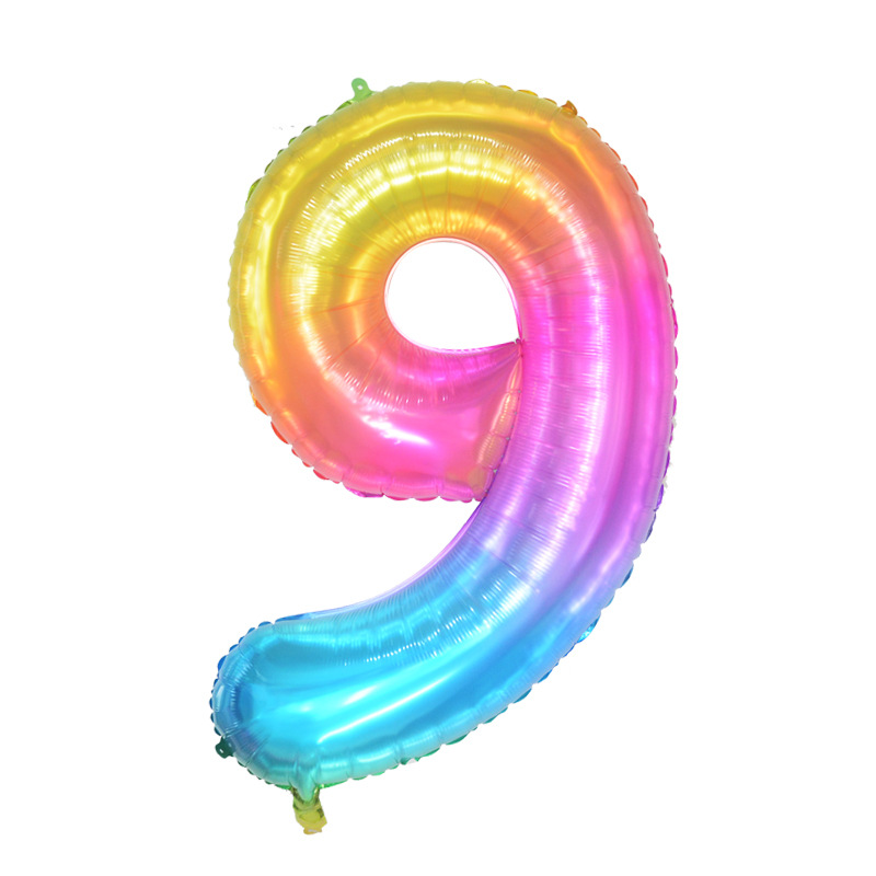 New 40-Inch American Version Rainbow Large Digital Aluminum Film Balloon Magic Color Digital Balloon 0-9 Candy Color Colorful Balloon