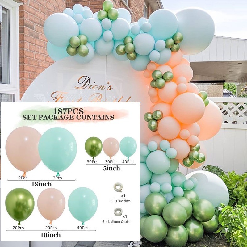 Cross-Border New Arrival Summer Fresh Macaron NEELAM Balloon Set Ins Wedding Birthday Party Theme Decoration Cross-Border New Arrival Summer Fresh Macaron NEELAM Balloon Set Ins Wedding Birthday Party Theme Decoration