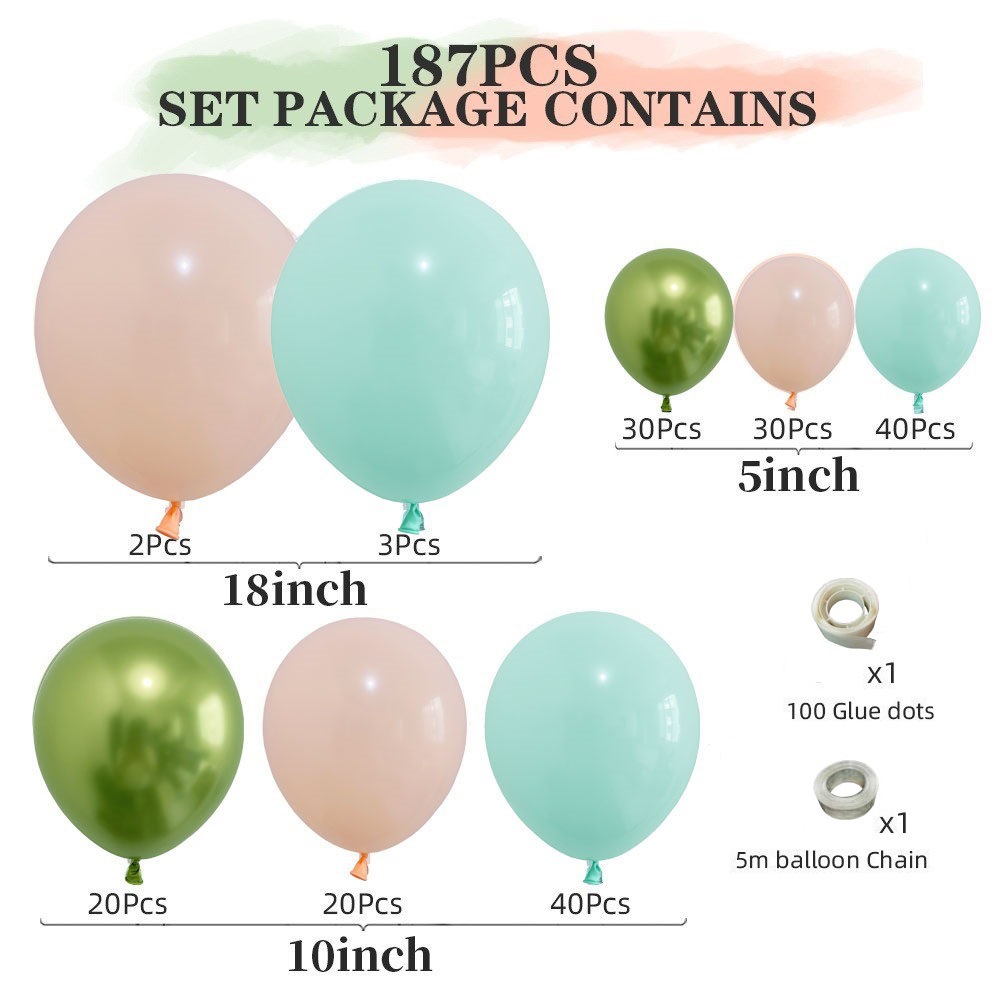 Cross-Border New Arrival Summer Fresh Macaron NEELAM Balloon Set Ins Wedding Birthday Party Theme Decoration Cross-Border New Arrival Summer Fresh Macaron NEELAM Balloon Set Ins Wedding Birthday Party Theme Decoration