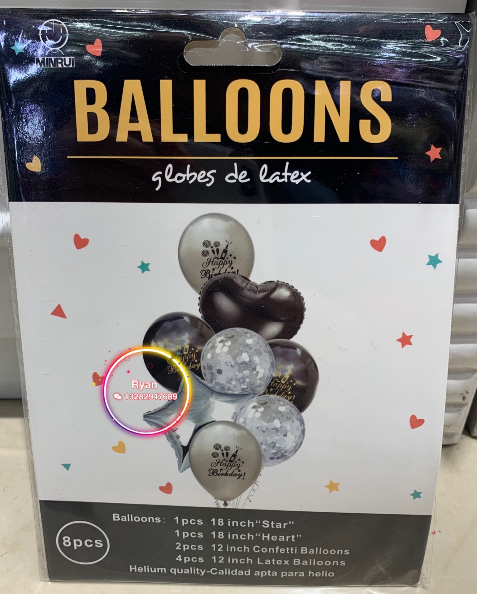 Cross-Border Hot Selling Factory Direct Sales 8PCs Birthday Theme Metallic Confetti Latex/Aluminum Foil Balloon Set Cross-Border Hot Selling Factory Direct Sales 8PCs Birthday Theme Metallic Confetti Latex/Aluminum Foil Balloon Set