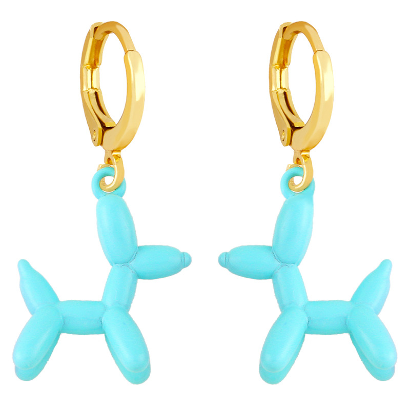European and American Retro Geometric Color Earrings Girly Style Sweet Pink Balloon Dog Earrings Ins Internet Influencer Earrings Erx53