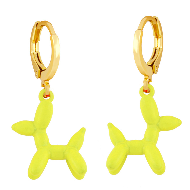 European and American Retro Geometric Color Earrings Girly Style Sweet Pink Balloon Dog Earrings Ins Internet Influencer Earrings Erx53