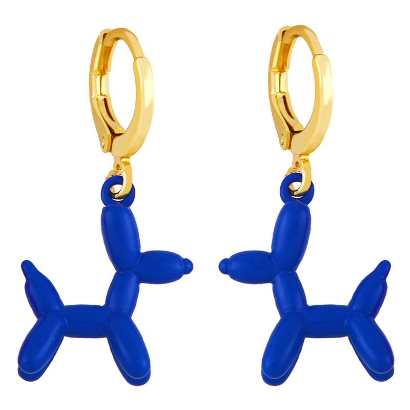 European and American Retro Geometric Color Earrings Girly Style Sweet Pink Balloon Dog Earrings Ins Internet Influencer Earrings Erx53