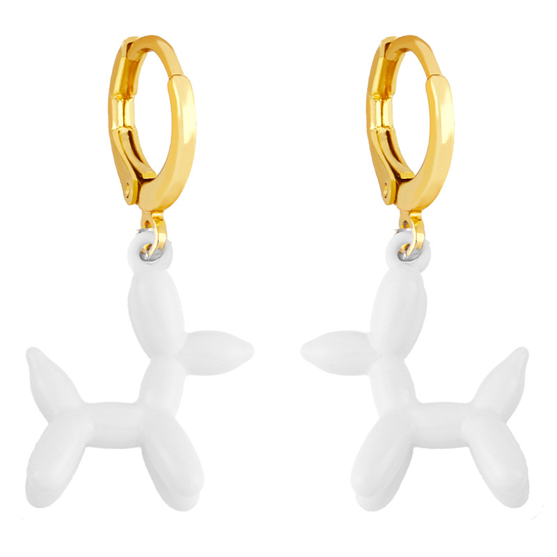 European and American Retro Geometric Color Earrings Girly Style Sweet Pink Balloon Dog Earrings Ins Internet Influencer Earrings Erx53