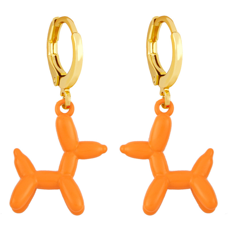European and American Retro Geometric Color Earrings Girly Style Sweet Pink Balloon Dog Earrings Ins Internet Influencer Earrings Erx53