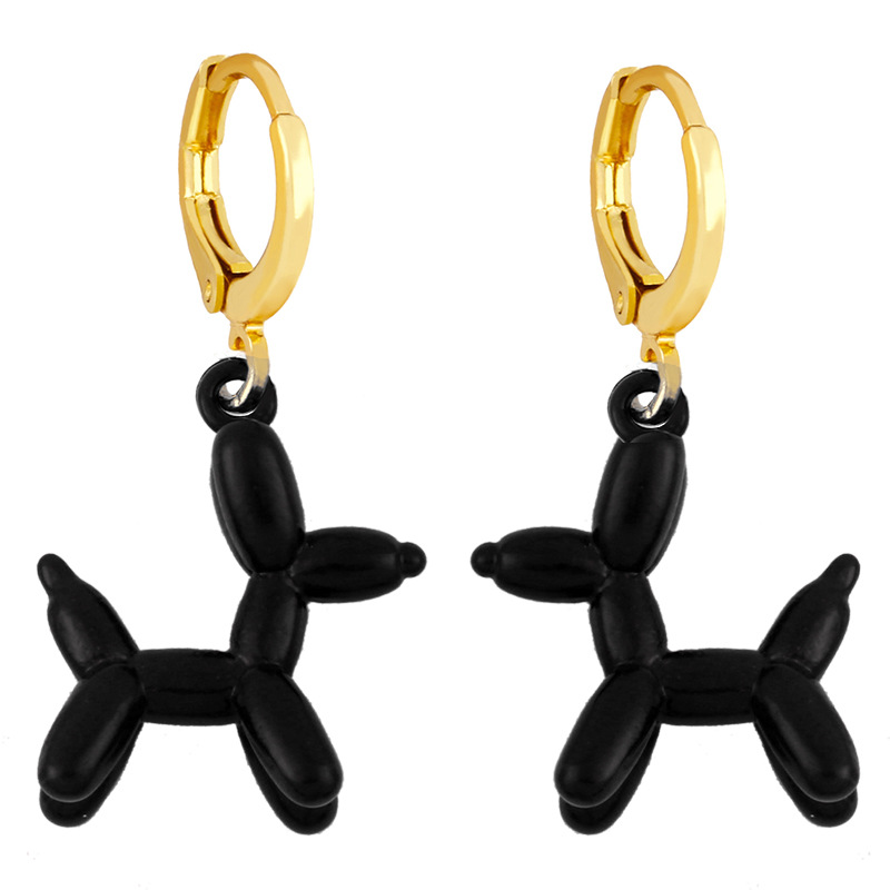European and American Retro Geometric Color Earrings Girly Style Sweet Pink Balloon Dog Earrings Ins Internet Influencer Earrings Erx53