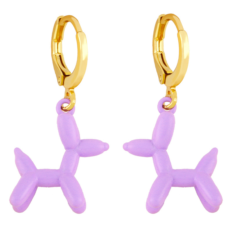 European and American Retro Geometric Color Earrings Girly Style Sweet Pink Balloon Dog Earrings Ins Internet Influencer Earrings Erx53