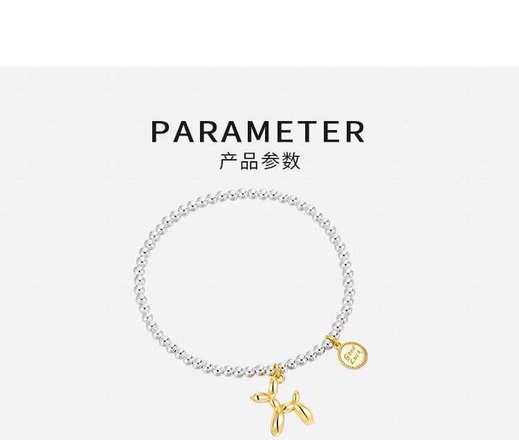 Korean Style S925 Silver round Beads Bracelet Female Retro Fashion and Personalized Balloon Dog round Brand Letter Bracelet Hip Hop Jewelry Fashion Korean Style S925 Silver round Beads Bracelet Female Retro Fashion and Personalized Balloon Dog round Brand Letter Bracelet Hip Hop Jewelry Fashion