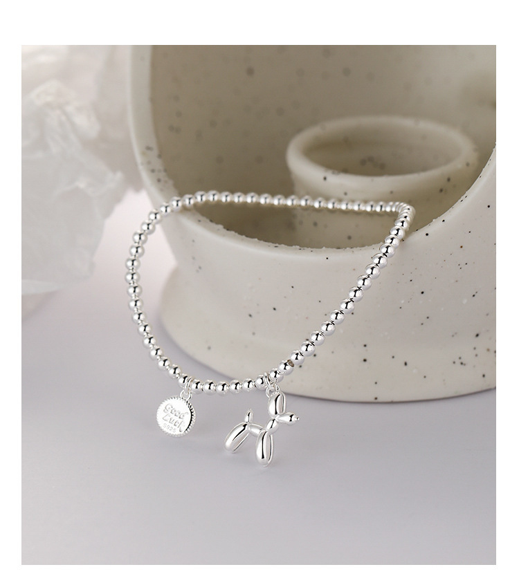 Korean Style S925 Silver round Beads Bracelet Female Retro Fashion and Personalized Balloon Dog round Brand Letter Bracelet Hip Hop Jewelry Fashion Korean Style S925 Silver round Beads Bracelet Female Retro Fashion and Personalized Balloon Dog round Brand Letter Bracelet Hip Hop Jewelry Fashion