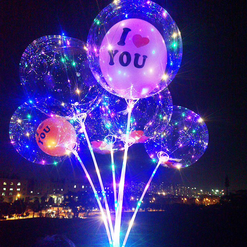 Bounce Ball Luminous Balloon Light Luminous Cartoon Stall Transparent Net Red Balloon New WeChat Push Small Gift