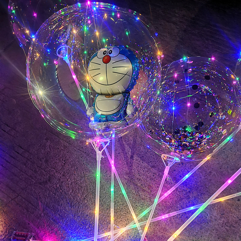 Bounce Ball Luminous Balloon Light Luminous Cartoon Stall Transparent Net Red Balloon New WeChat Push Small Gift
