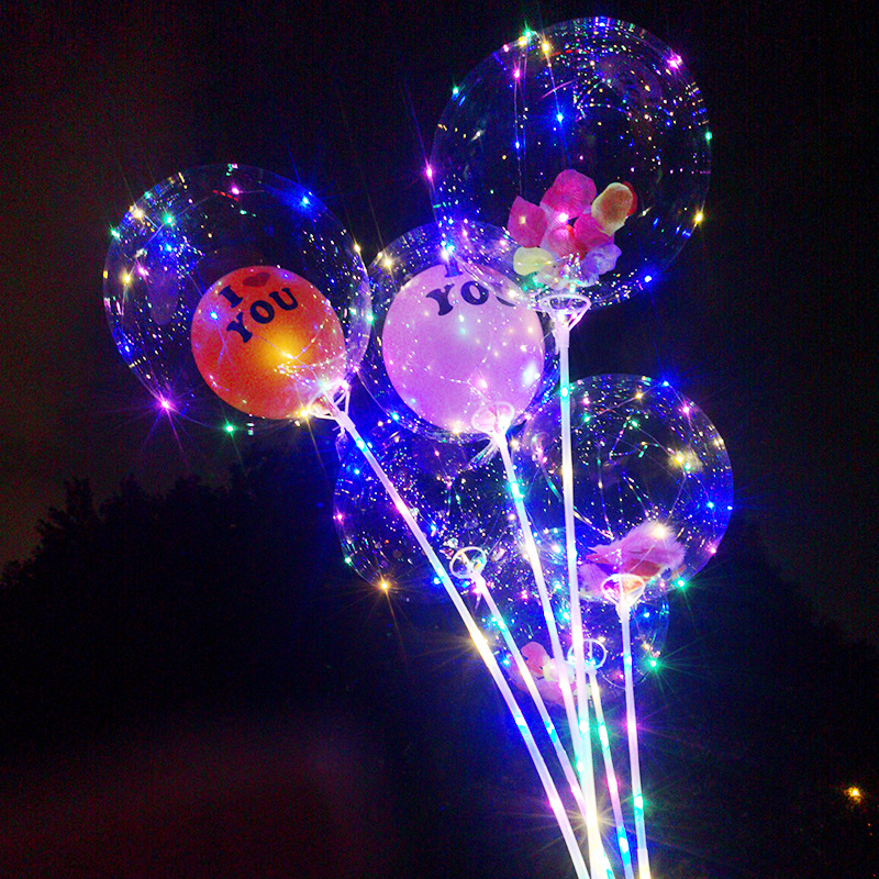Bounce Ball Luminous Balloon Light Luminous Cartoon Stall Transparent Net Red Balloon New WeChat Push Small Gift