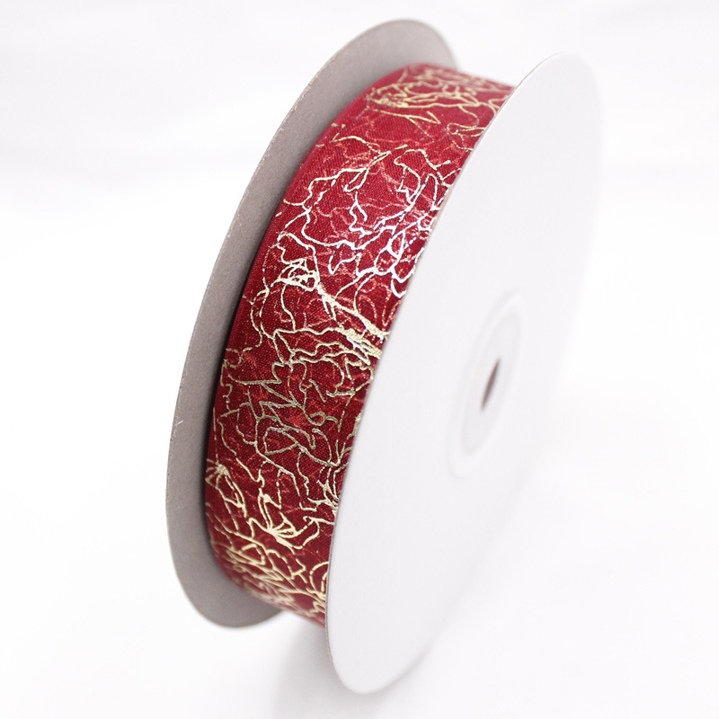 New Korean Style 2. 5cm Gilding Crack Organza Tape Chiffon Packaging Balloon Shoelace Printing Ribbon