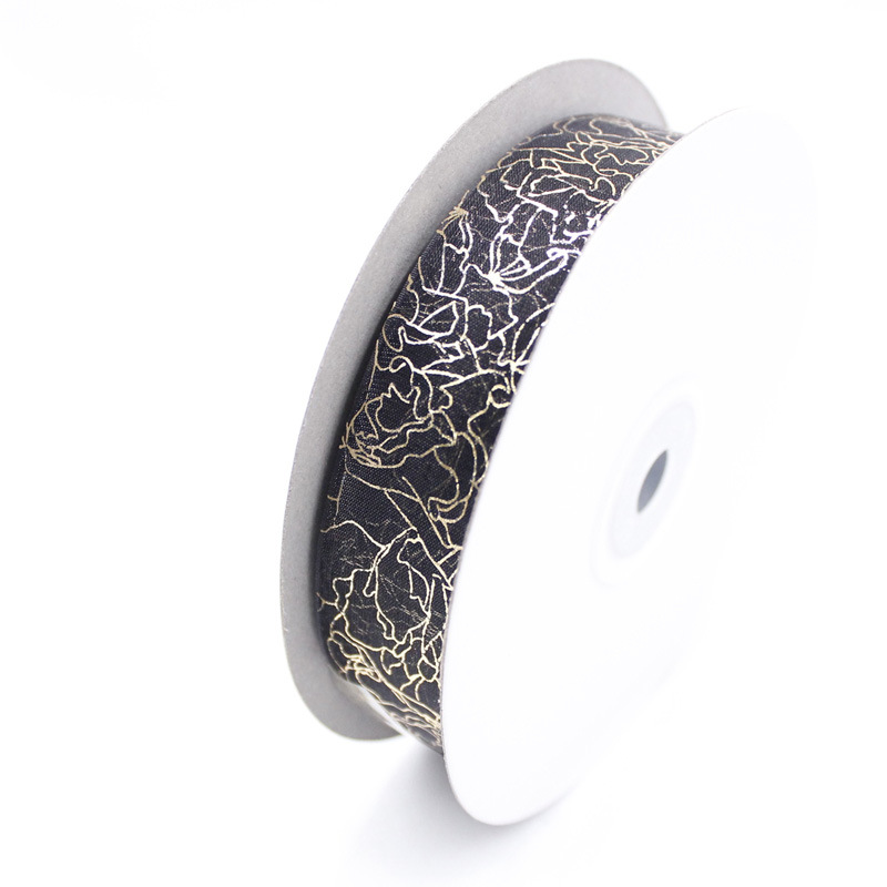 New Korean Style 2. 5cm Gilding Crack Organza Tape Chiffon Packaging Balloon Shoelace Printing Ribbon New Korean Style 2. 5cm Gilding Crack Organza Tape Chiffon Packaging Balloon Shoelace Printing Ribbon
