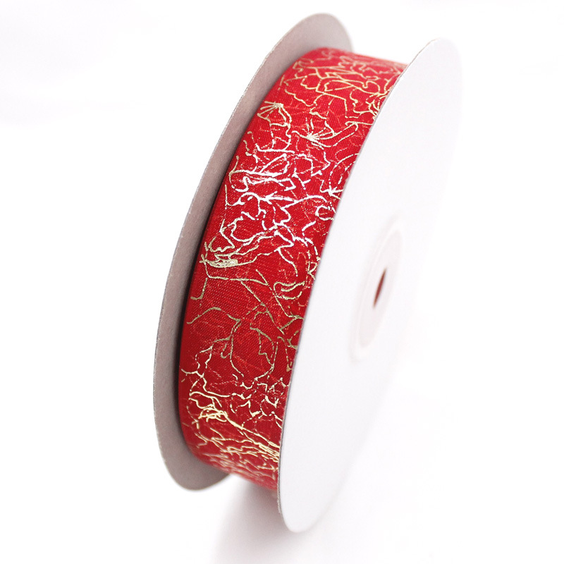 New Korean Style 2. 5cm Gilding Crack Organza Tape Chiffon Packaging Balloon Shoelace Printing Ribbon New Korean Style 2. 5cm Gilding Crack Organza Tape Chiffon Packaging Balloon Shoelace Printing Ribbon