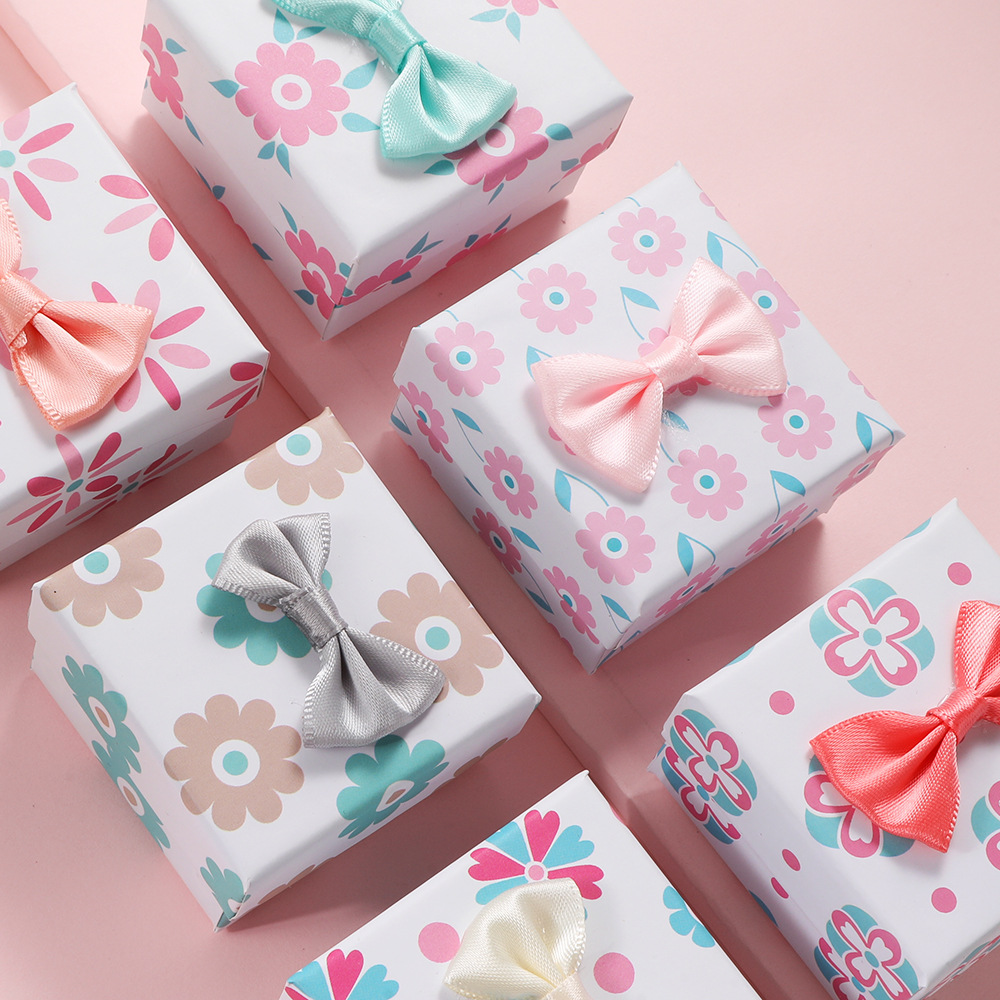 Paper Box Jewelry Box Advanced Storage Box Color Gift Box Bow Box Ear Stud and Ring Box Paper Box Jewelry Box Advanced Storage Box Color Gift Box Bow Box Ear Stud and Ring Box