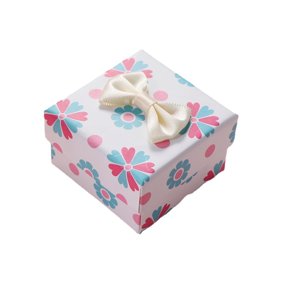 Paper Box Jewelry Box Advanced Storage Box Color Gift Box Bow Box Ear Stud and Ring Box